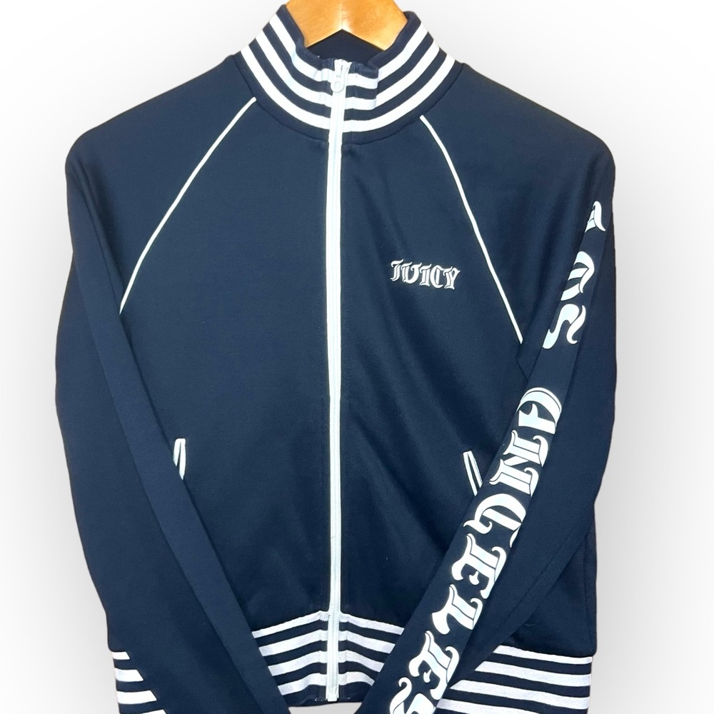 Juicy Couture | Women Dark Blue with White Stripes Track Jacket Size XS